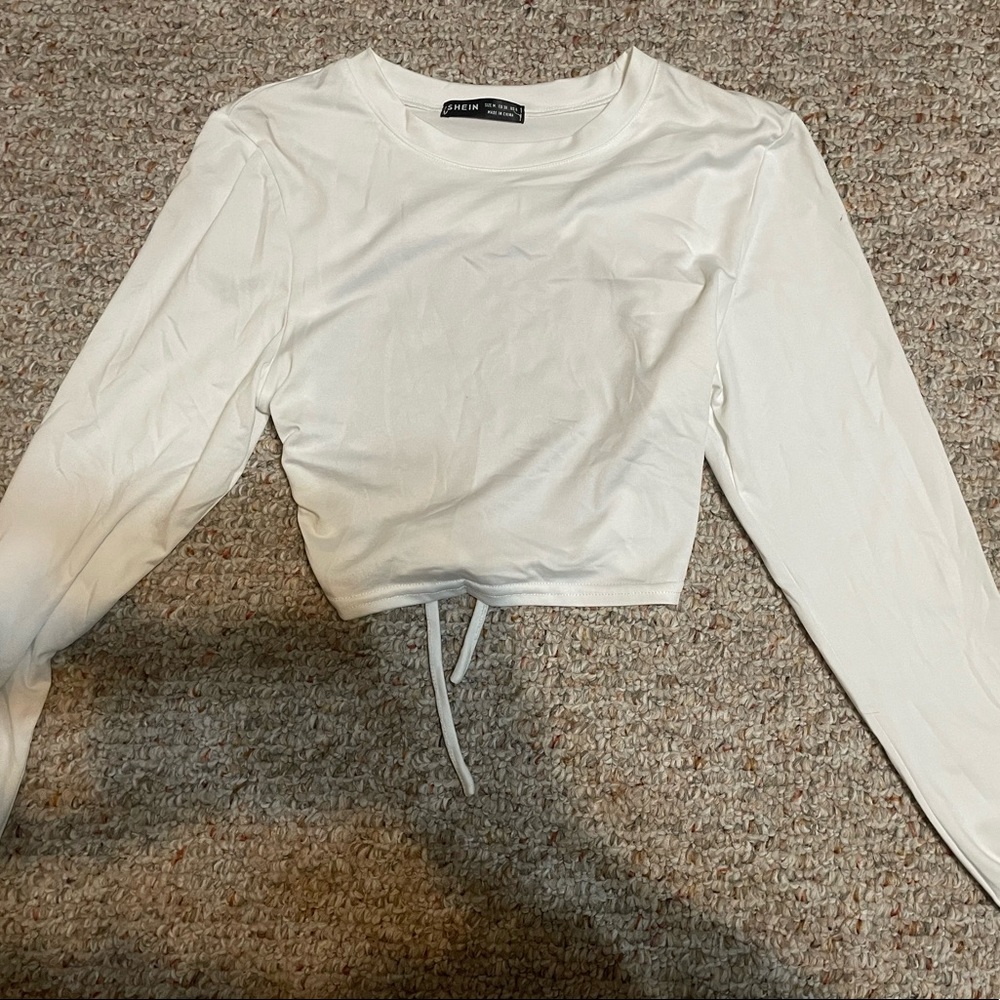 Cropped white long sleeve tee